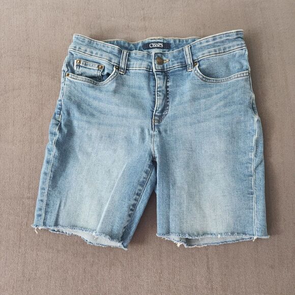 Chaps Womens Shorts Size 6 Bermuda Jean Shorts Cut Off Raw Hem - Picture 1 of 9